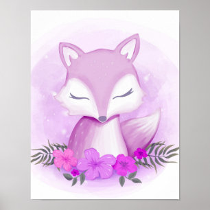 Lila Fox Whimsical Animal Poster