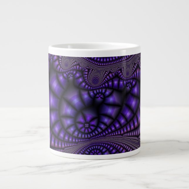 Lila fractal art mugg jumbo mugg (Framsidan)