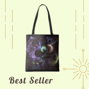 Lila Fractal Bulb Fantasy Curve Tote Bag Tygkasse
