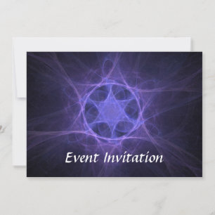 Lila Fractal Star of David Inbjudningar