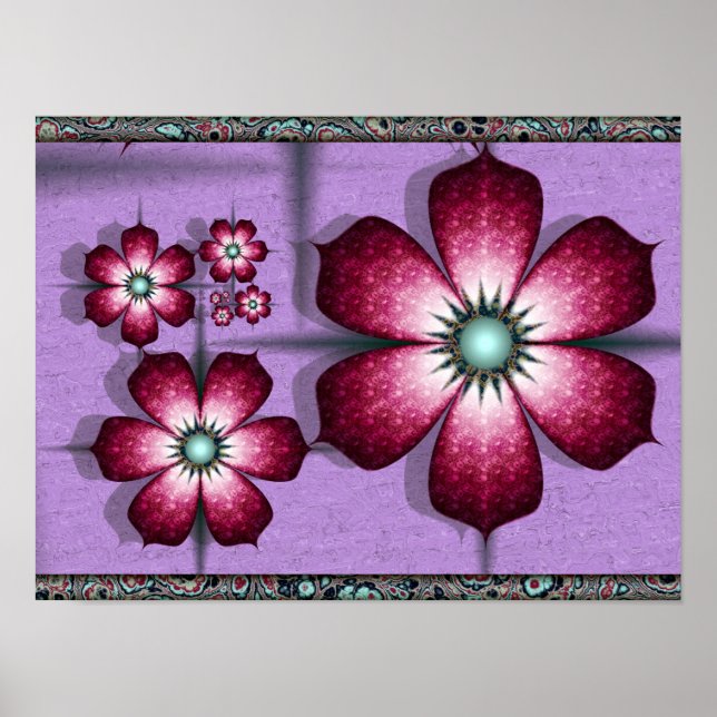 Lila fraktalblommor poster (Framsidan)