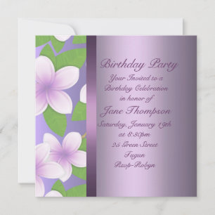 Lila Frangipani Birthday-inbjudan Inbjudningar