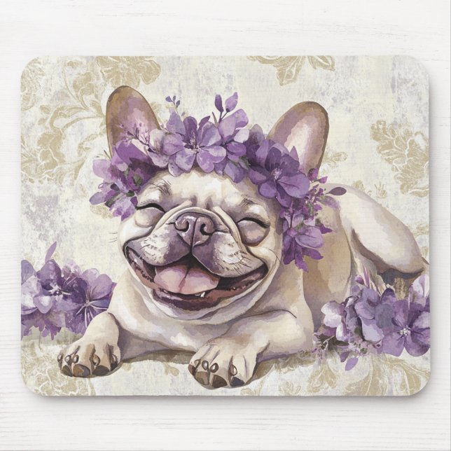 Lila Fransk Bulldog Älskare Mouse Pad Musmatta (Framsidan)