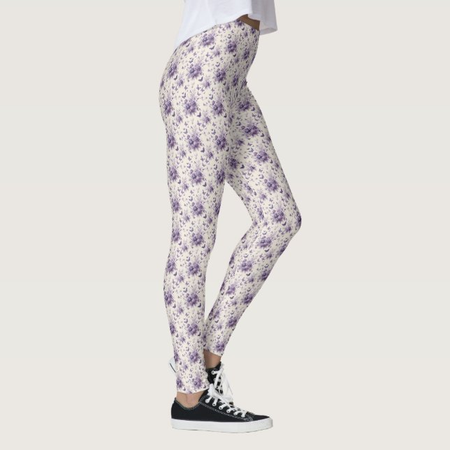 Lila Fransk Land Toile Fleurie Butterflies Leggings (Höger)