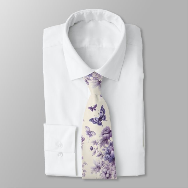 Lila Fransk Land Toile Fleurie Butterflies Slips (Bunden)
