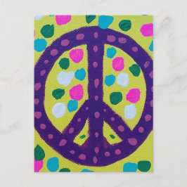 Lila Fredstecken på Gult Vykort