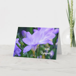 Lila Freesia Flower Tear Drop Sympathy Note Card Tack Kort