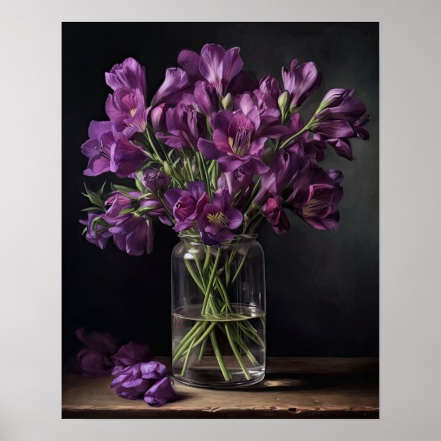 Lila Freesia Flowers Art Print Poster (Framsidan)