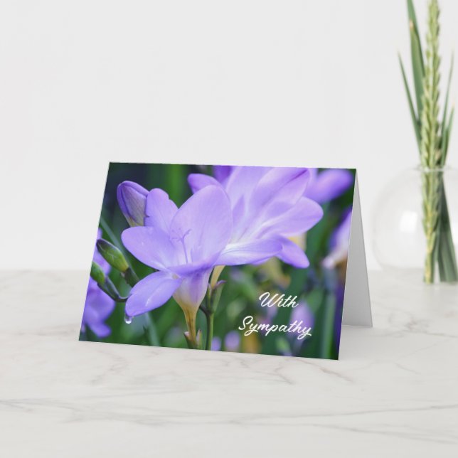 Lila Freesia Flowers Garden Sympathy Card Kort (Framsida)