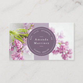 Lila Frimärke Ribbon Blommigt Photo Affärskort Visitkort