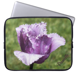 Lila Fringed Tulip Laptop sleeve *Personalize*