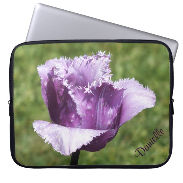 Lila Fringed Tulip Laptop sleeve *Personalize* (Framsidan)