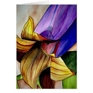 Lila Fritillarblomman originalkonstvattenfärg Hälsningskort