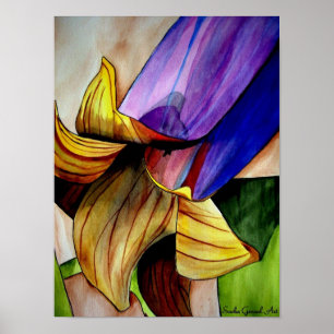 Lila Fritillarblomman originalkonstvattenfärg Poster