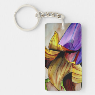 Lila Fritillart-blomman, originalvattenfärgskonst Nyckelring