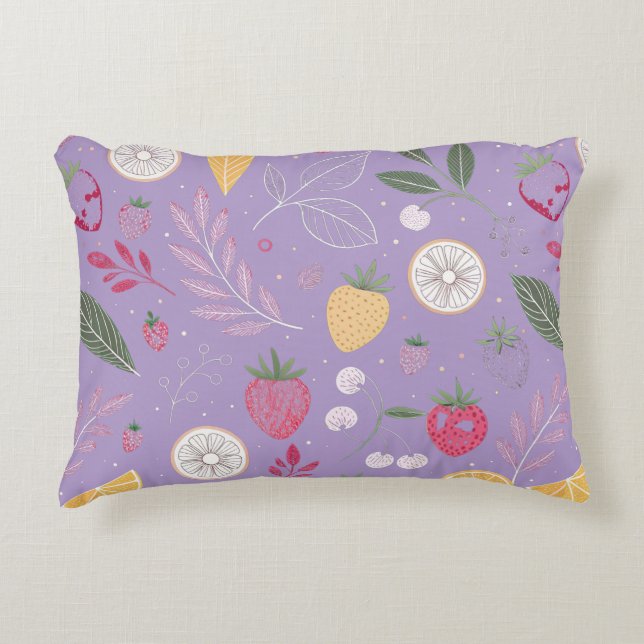 "Lila Fruit Blommigt accent Pillow" Prydnadskudde (Framsidan)