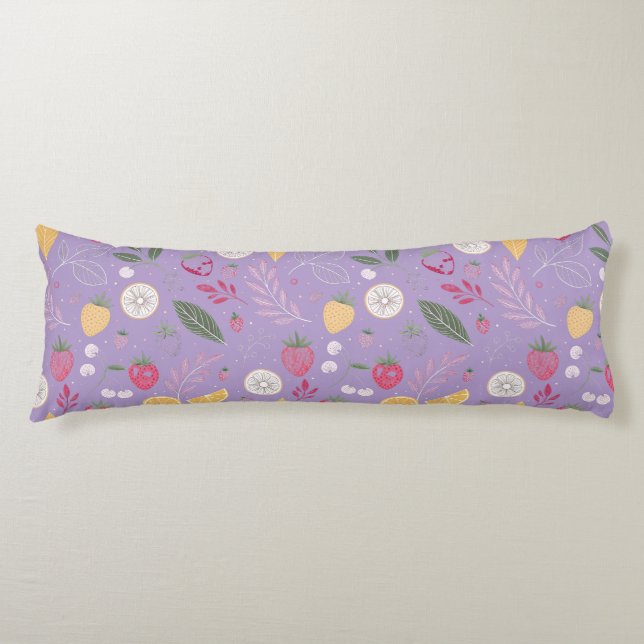 "Lila Fruit Blommigt Decorative Body Pillow" Kroppskudde (Framsidan)