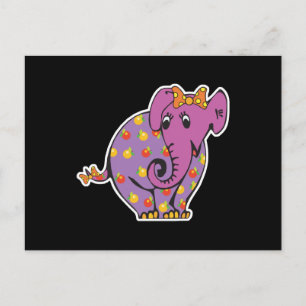 lila fruktig elefant vykort