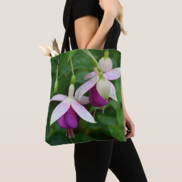 Lila Fuchsia Blommor med Vita Foderblad Blommig Tygkasse