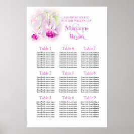 Lila fuchsia Bröllops Sittplatsschema 1-9 Poster