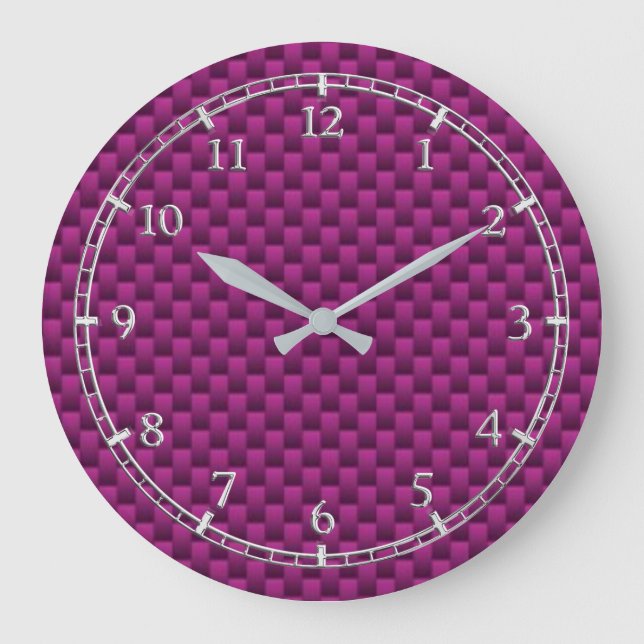 Lila Fuchsia Carbon Fiber Dial Stor Klocka (Framsida)