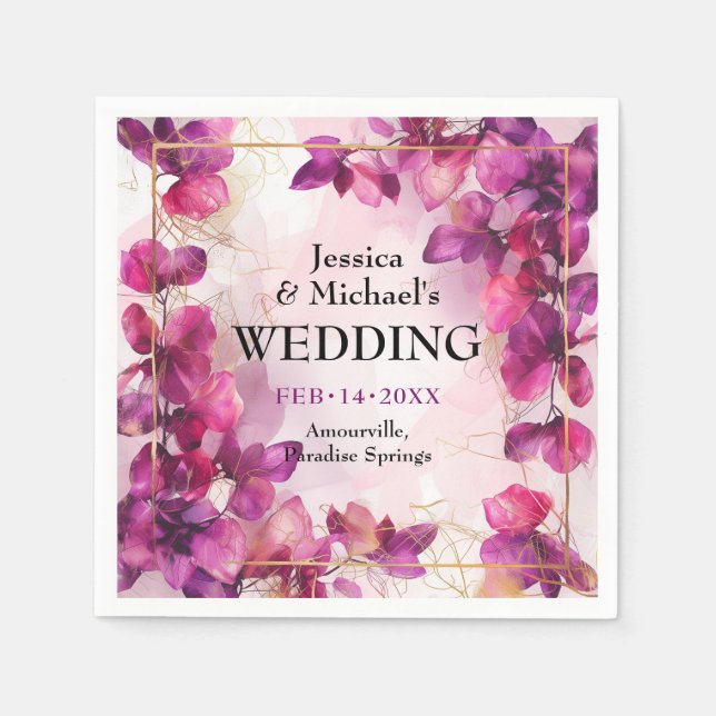 Lila Fuchsia Enchantment: Vattenfärg Pappersservett (Framsidan)