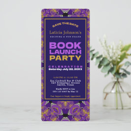 Lila Fuchsia Guld Vintage Snöre Bok Launch Inbjudningar