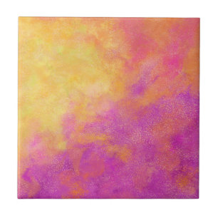 Lila, Fuchsia, Gult Orange Modern Abstrakt Kakelplatta