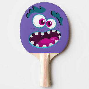 Lila Funny Monster Character Lycklig Scary Ansikte Pingisracket