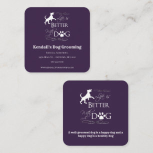 Lila Funny Quote Hund Grooming Fyrkantigt Visitkort