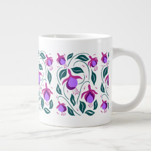 Lila Fuschia Flowers Mönster Jumbo Mugg