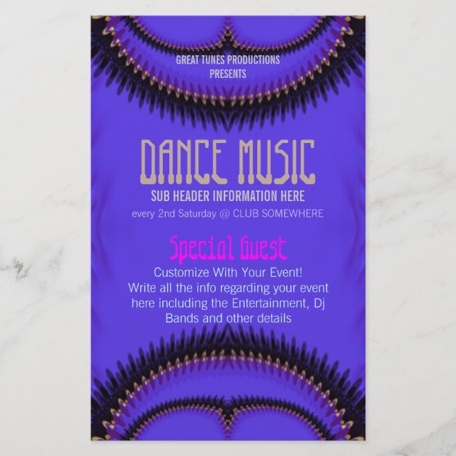 Lila Future Dance Music Klubb Party Flyer (Framsidan)