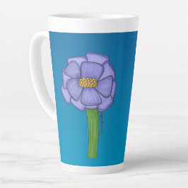Lila fyrkantig blomma med blå bakgrund