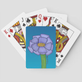 Lila fyrkantig blomma med blå bakgrund casinokort