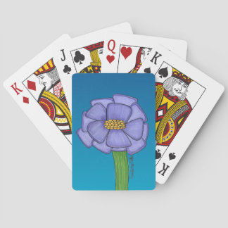 Lila fyrkantig blomma med blå bakgrund casinokort