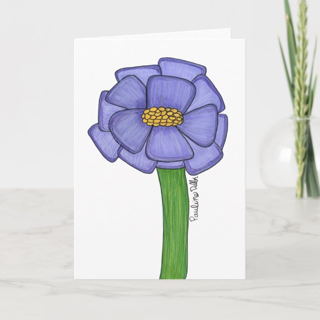 Lila fyrkantig blomma - tom kort (Framsida)