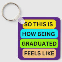 Lila fyrkantig nyckelkedja SO_DENNA_IS_HOW_BEING_G