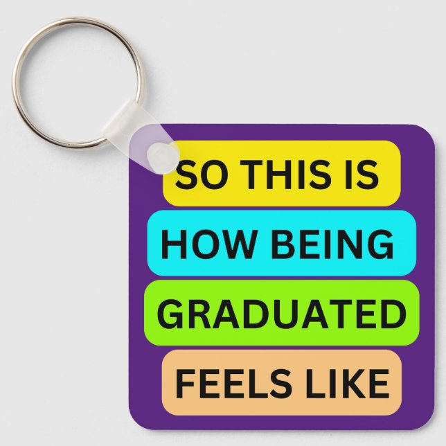 Lila fyrkantig nyckelkedja SO_DENNA_IS_HOW_BEING_G Nyckelring (Framsida)