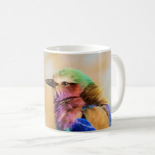 Lila-Gådd mot färgrik afrikansk fågel för rull Kaffemugg