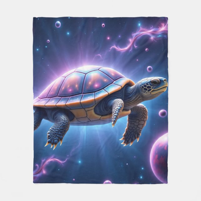 Lila Galactice Sea Turtle Fleecefilt (Framsidan)