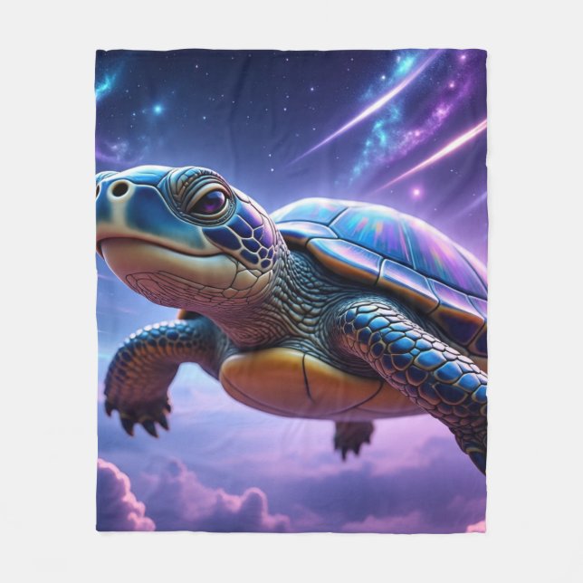 Lila Galactice Sea Turtle Fleecefilt (Framsidan)
