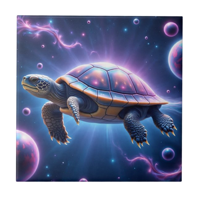 Lila Galactice Sea Turtle Kakelplatta (Framsidan)