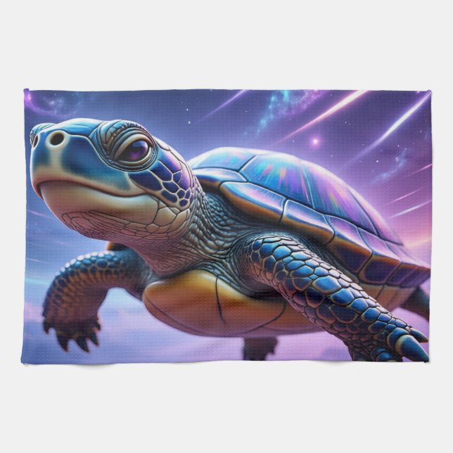 Lila Galactice Sea Turtle Kökshandduk (Horisontell)