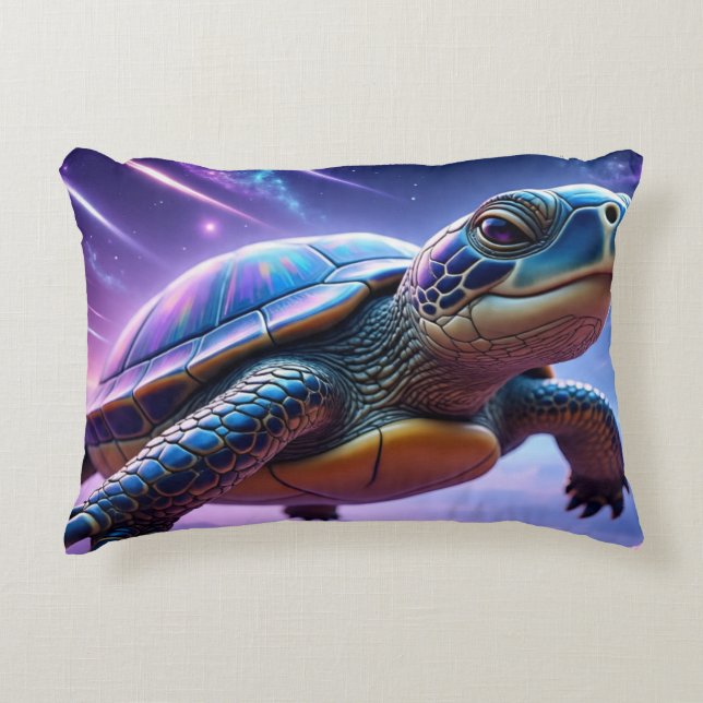 Lila Galactice Sea Turtle Prydnadskudde (Framsidan)