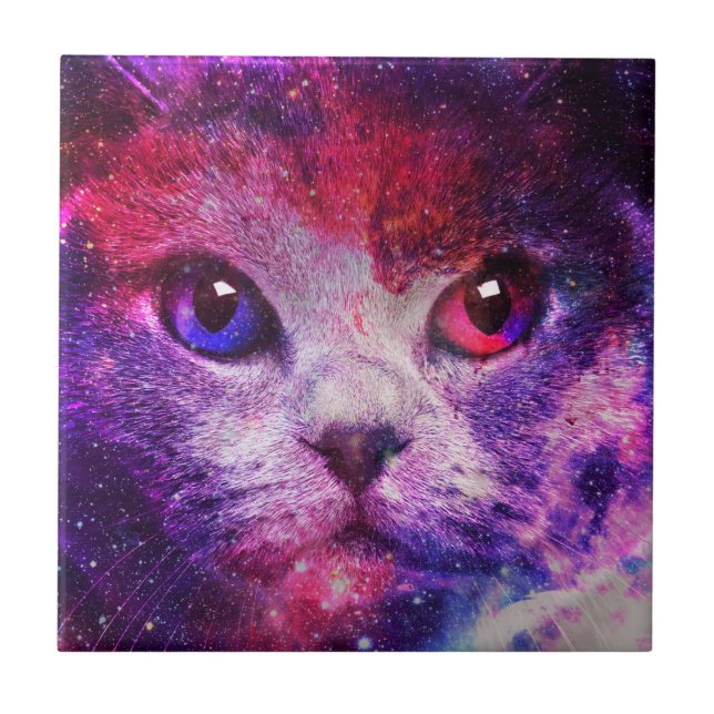 Lila Galax Katt  Kakelplatta (Framsidan)