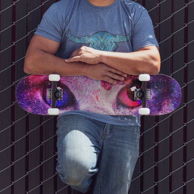 Lila Galax Katt  Mini Skateboard Bräda 18,5 Cm (Utomhus 3)