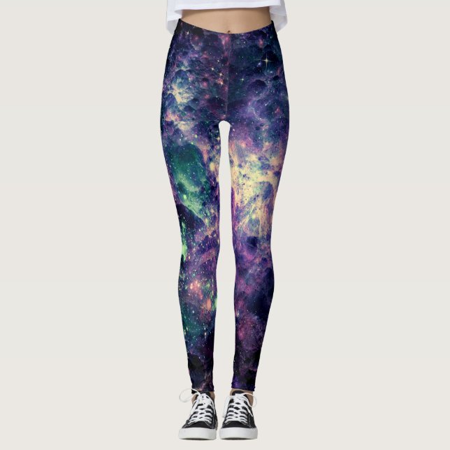 Lila Galax Rymd Sten Cool Leggings (Framsida)