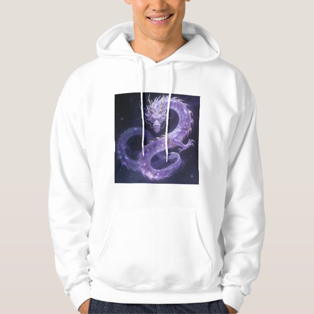 Lila Galaxdrake | Mystisk Kosmisk Drake Fantasi Hoodie (Framsida)