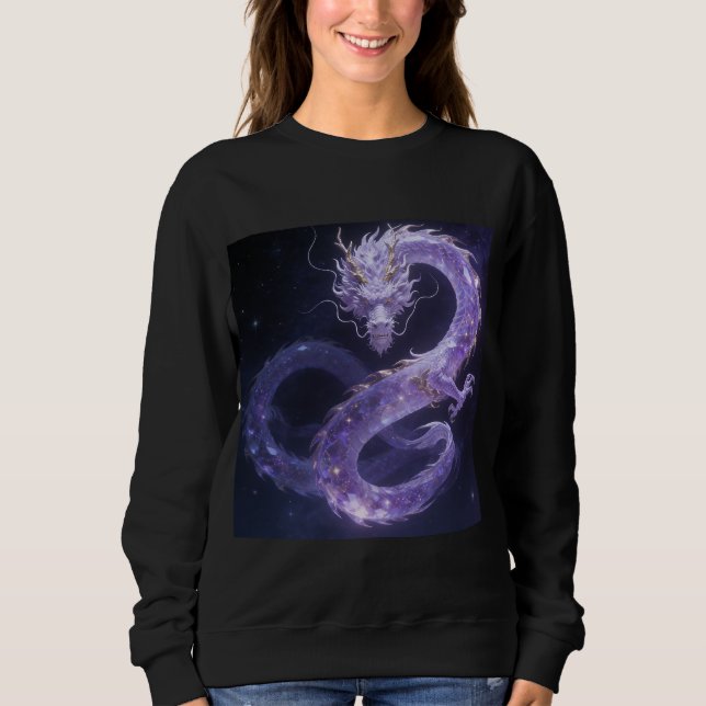 Lila Galaxdrake | Mystisk Kosmisk Drakfantasi T Shirt (Framsida)