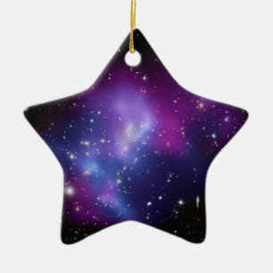 Lila galaxhop celestialt rymdfoto stjärna julgransprydnad keramik